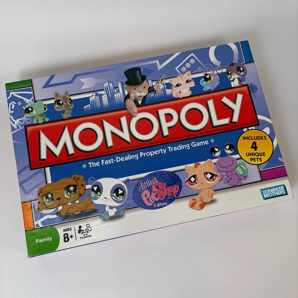 Monopoly Littlest Pet Shop Edition 2008 COMPLETE‎ w/ 4 Pets